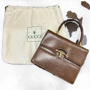 Vintage Gucci Brown Leather Top Handle Bag with Dust Bag – Made in Italy